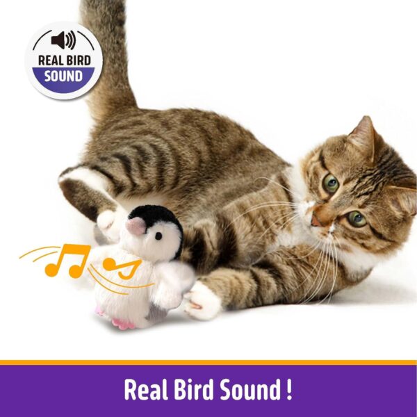 Interactive Cat Toy Rechargeable Automatic Chirping Penguin Flying Bird Cat Toy Infused with Catnip in The Wings, Auto Beating Wings Cat Toys for Indoor Cats to Play Alone, Never Boredom - Image 6