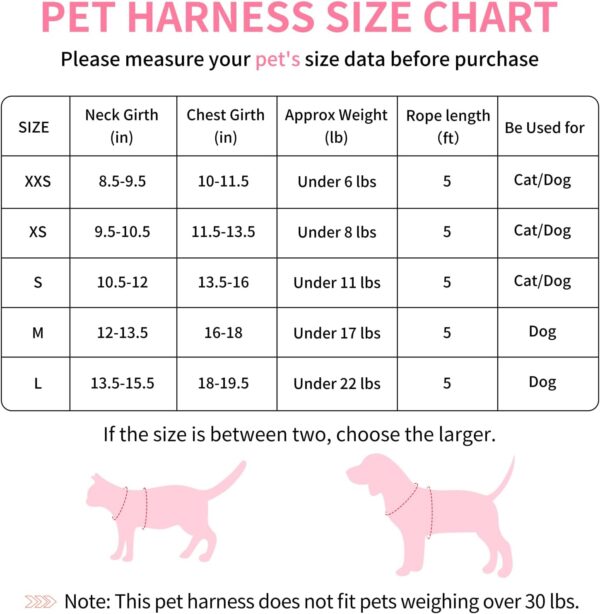 voopet Small Dog Harness and Leash Set Lightweight Cat Comfort Padded Soft Mesh Vest Step in dog harness No Pull No Choke Reflective Small Plaid Girl & Boy Puppy Kitty Harness, Pink XXS - Image 6