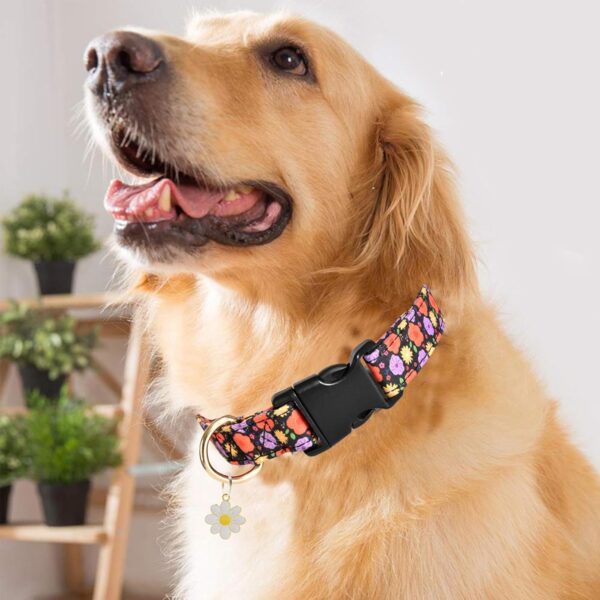 2 PCS Cotton Dog Collar Soft Cute Flower -3 Sizes Soft Nylon Puppy Collar Adjustable for Girl Female Small Medium Large Dogs… (Flower-5, M(13-18in)) - Image 5