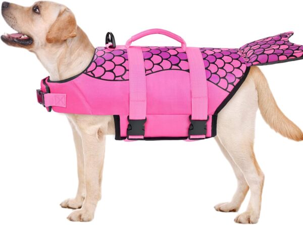 Malier Dog Life Jacket, Ripstop Dog Life Vest Adjustable Dog Life Preserver with Strong Buoyancy and Durable Rescue Handle Puppy Life Jacket for Small Medium Large Dogs Swimming Boating (X-Large) - Image 2