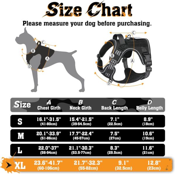 rabbitgoo Dog Harness for Large Dogs No Pull, Tactical Service Dog Vest with Molle and Control Handle, Adjustable and Reflective Military Pet Harness for Easy Walking and Training, Black, XL - Image 2