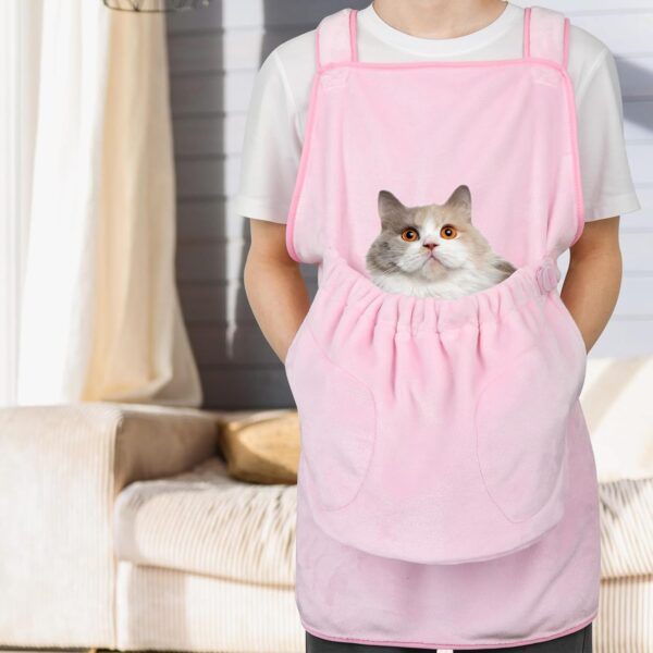 Beautyflier Pet Cat Carrier Apron, Soft Adjustable Small Dog Carrier with Double Layer Pockets, Cat Accompany Bag Hand Free Pet Cat Carrier Chest Apron for Small Pet Dogs Cats Puppies Kitten. - Image 7