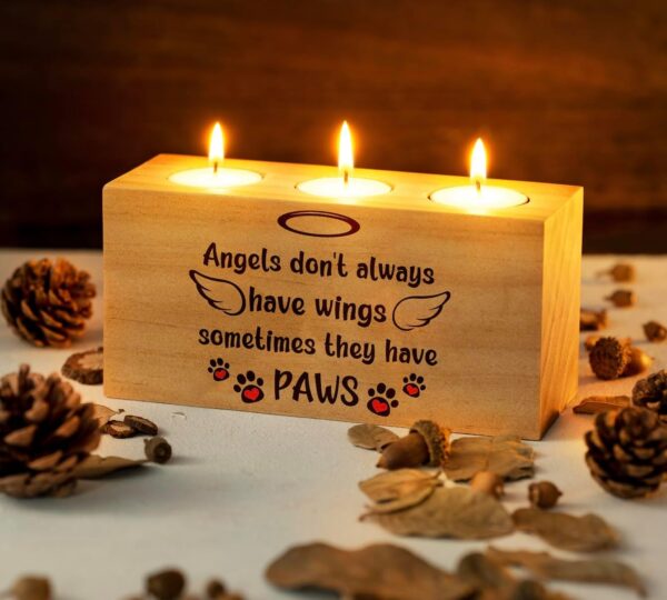 Dog Memorial Gifts for Loss of Dog, Pet Memorial Gifts for Dogs, Loss of Dog Sympathy Gift, Pet Loss Gifts, Dog Bereavement Gifts, Dog Cat Passing Away Gifts, Candle Holder 3 Votive Tea Light (ANGLES)