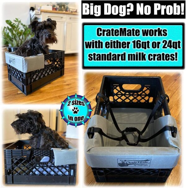 DIY Crate Conversion/Bike Dog Carrier Package (Crate NOT Included) Padded Liner is 2 Sizes in One + 4 Point Safety Harness & Crate Fasteners Holds Pets 20lb+ for Safe Pet Bicycle Travel - Image 5