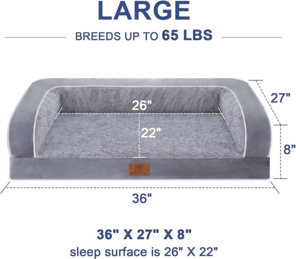 Large Dog Bed, Waterproof, Removable Cover, Orthopedic Foam, Non-Slip Bottom, Washable, 36 x 27 x 8 Inch - Image 5