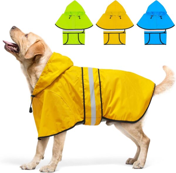 Dog Raincoat - Reflective Dog Rain Coat, Waterproof Dog Jacket, Adjustable Dog Rain Jacket with Hoodie, Lightweight Dog Poncho Slicker for Small Medium Large Dogs (Large, Yellow) - Image 7