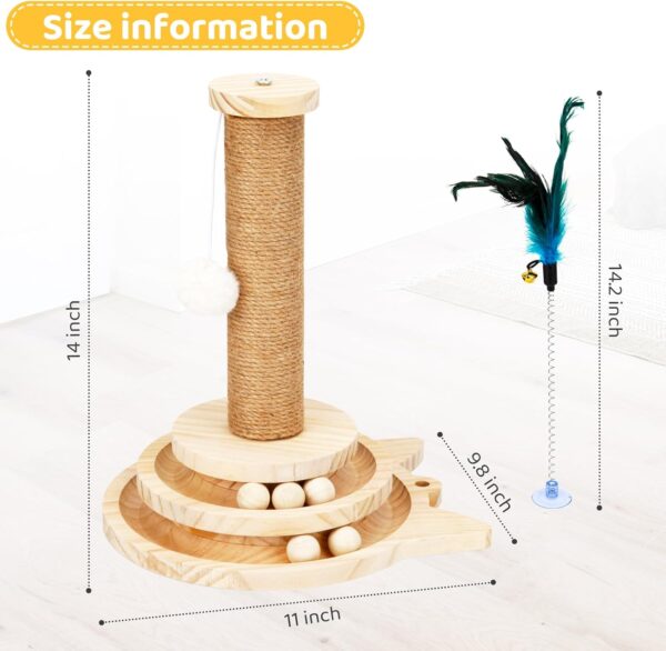 Premium Exquisite Cat Playground - 14" Interactive Scratching Post with Wooden Ball Track, Dual Sisal Layers, and Stimulating Toy for Healthy Cat Claws and Endless Entertainment - Image 2