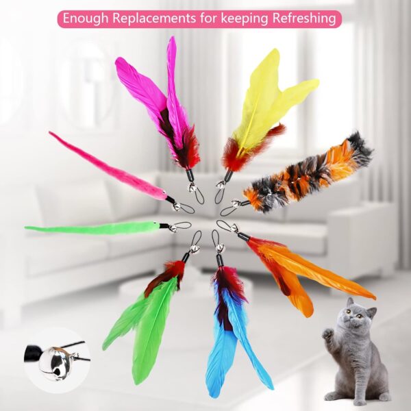 12PCS Interactive Kitten Toys, Retractable Indoor Cat Wand Toys with Replacement Teaser, Rainbow Ribbon and Make Exercise by Sunshinetop - Image 4