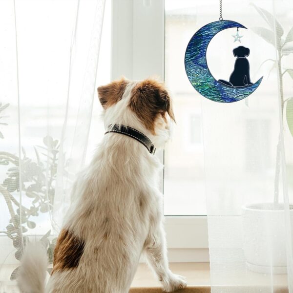 Dog Memorial Gifts for Loss of Dog Sympathy Gift, Stained Glass Dog on Moon Window Hanging Suncatcher Decor Pet Sympathy Gifts for Dogs Pet Memorial Gifts for Dog Lovers Pet Loss Gifts - Image 4