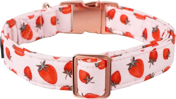 Lionet Paws Dog Collar, Comfortable Adjustable Cute Collar with Metal Buckle for Male Female Puppies and Cats Gift, Strawberry Pattern, XS, Neck 8-12 inches - Image 2