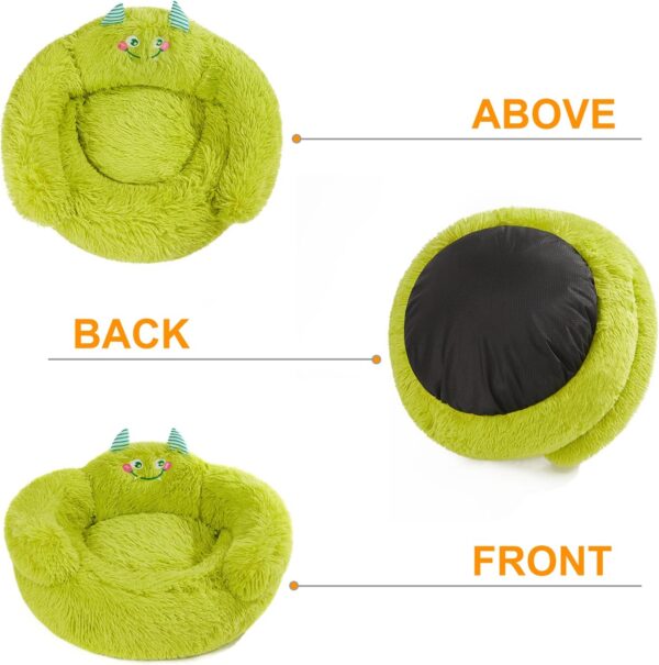 Jiupety Cute Calming Dog and Cat Bed, Indoor High Bolster Donut Dog Beds, Comfortable Plush Cuddler Dog Bed, M(24"x24"x14") Size for Small Dogs and Cats, Cute Cartoon Soft Bed, Green.… - Image 4