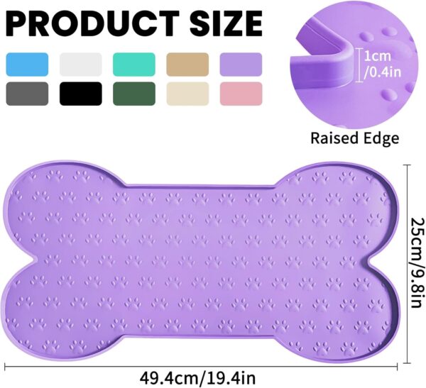 Dog Food Mat Anti-Slip Silicone Dog Bowl Mat Thicker Pet Placemat Waterproof Cat Feeder Pad with Raised Edge Puppy kitten Feeding Mats Suitable Small Medium-Sized Dogs Cats Eating Tray - Image 2