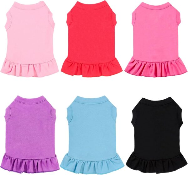 6 Pieces Dog Dresses Dog Shirt Skirt Dog Sleeveless Dress Breathable Pet Shirts with Ruffles Dog Sundress Dog Outfits for Dogs and Cats (Cute Style, L Size)