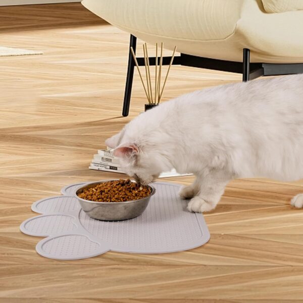 Cat Food Mat, Silicone Pet Feeding Mat for Floor Non-Skid Waterproof Cat Water Bowl Mat with Raised Edges to Prevent Food and Water Messes on Floor, Easy to Clean Pet mat (Grey, 15.7 * 11.8”) - Image 7