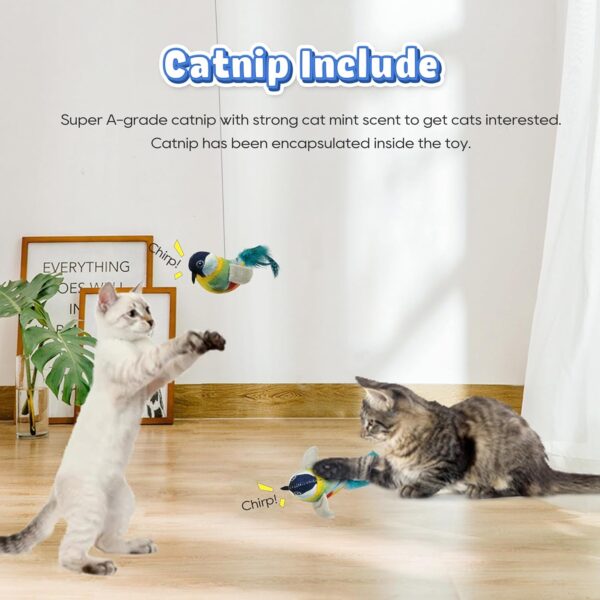 Cat Toys Hanging Bird, Retractable Cat Teaser Toy, Vivid Chirping, Interactive Catnip Toys for Indoor Cats Kitten Play Chase Exercise, Set B - Image 5