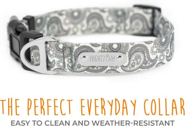 Mighty Paw Grey Paisley Designer Collar - Patterned Collar - Soft Polyester Webbing - Heavy-Duty Hardware - Premium Weather-Resistant Dog Collar - Adjustable Collar for All Dog Breeds - Medium - Image 7