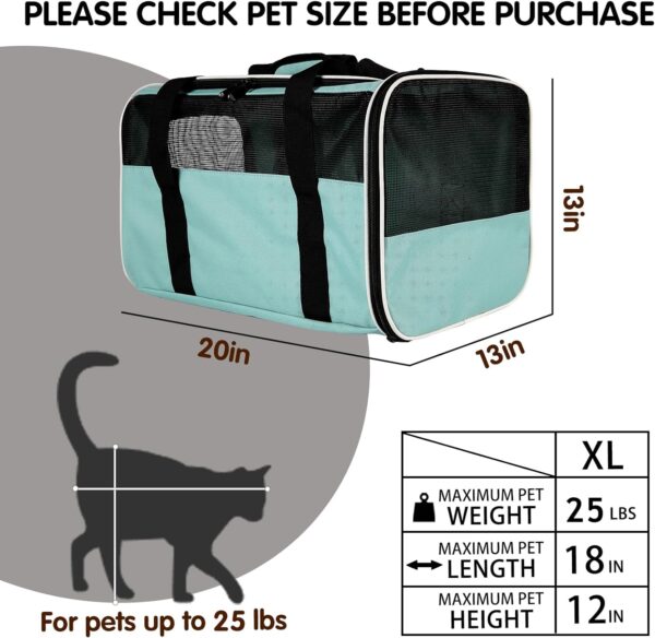 Carriers Soft-Sided Large Pet Carrier for Cats Dogs Small Animals Up to 35Lbs,Top Load Carrier,Ventilated Design,Portable Cat Carrier Airline Approved(X-Large,Green) - Image 4