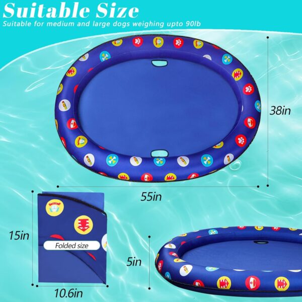 Inflatable Dog Pool Float, 55 x 38” Dog Swimming Raft Floating Mat for Small Medium and Large Dogs - Up to 90lbs - Image 2