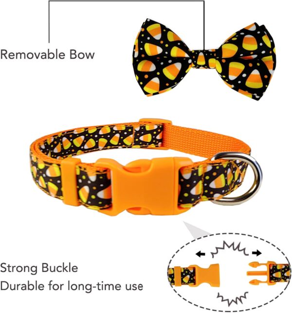 Halloween Dog Bow Tie Collar, Holiday Candy Corn Collar for Large Medium Small Dog Pets Puppies - Image 2