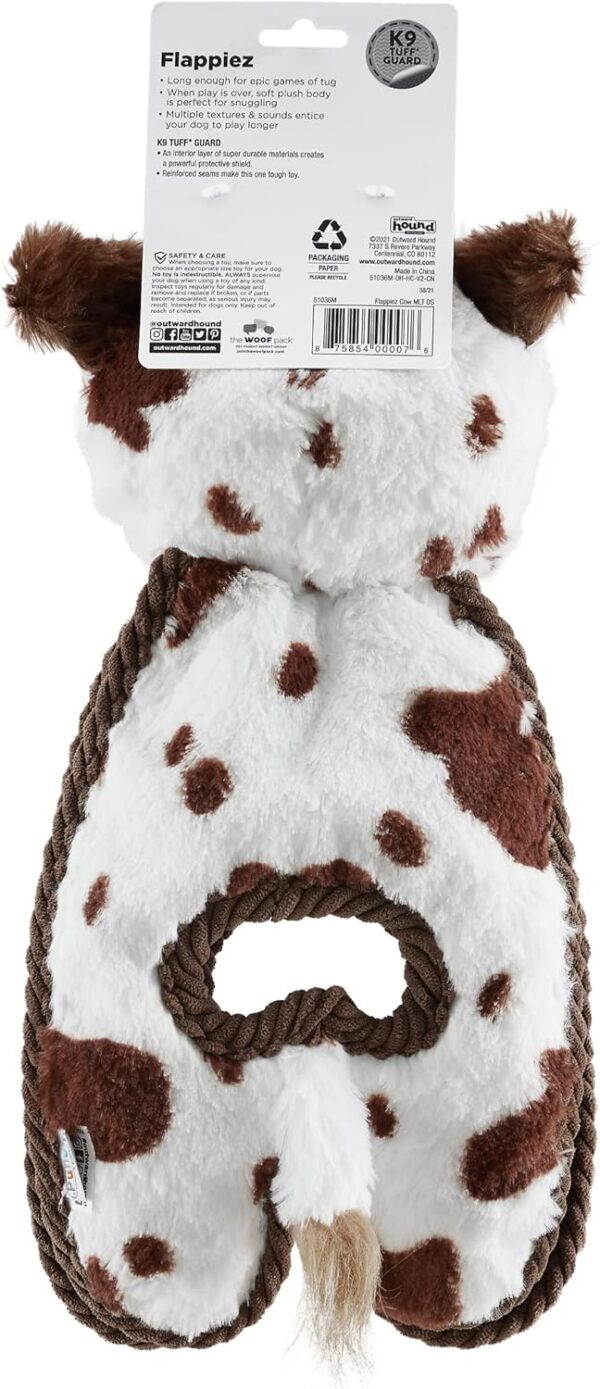 Outward Hound Cuddle Tugs Cow Plush Squeaky Dog Toy - Image 3