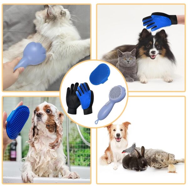 Cat Grooming Glove Brush,Self-Cleaning Slicker Pet Brush for Short and Long Haired Pets,Dog Bath Brush for Shedding and Grooming,Removes Loose Hair and Tangles,Promote Circulation - Image 7