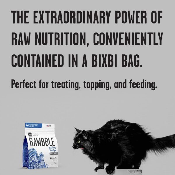 BIXBI Rawbble Freeze Dried Cat Food, Turkey Recipe, 3.5 oz - 94% Meat and Organs, No Fillers - Pantry-Friendly Raw Cat Food for Meal, Treat or Food Topper - USA Made in Small Batches - Image 4