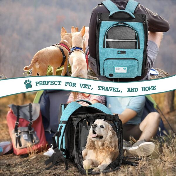 PetAmi Dog Cat Backpack Carrier, Expandable Pet Carrier Backpack for Travel Hiking, Small Medium Dog Puppy Large Cat Carrying Backpack, Airline Approved Ventilated Soft Back Support, 18 lbs, Teal Blue - Image 7