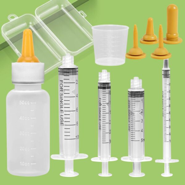 Pet Nursing Bottle,Puppy Bottles for Nursing,Kitten Nursing Bottle,Mini Pet Feeding Bottle and Syringes with Nipples for Newborn Rabbits, Small Animals, Squirrel,Small Breed Puppies - Image 6