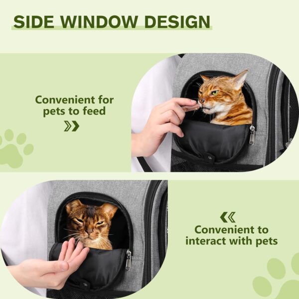 Pecute Cat Backpack with interactive window, Cat Backpack Carrier with Breathable Scratch-Resistant Mesh, 2 Side Openings, Backpack for Cats, Puppies or Rabbits,Great for Travel Hiking Camping - Image 5