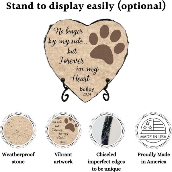 Dog Memorial Stone Personalized, Loss of Dog Sympathy Gift Stone, Memory Gifts for Pet Loss Paw Print Headstone (S-009) - Image 2