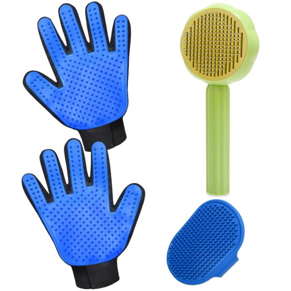 GJEASE Cat Grooming Glove Brush,Self-Cleaning Slicker Pet Brush for Short and Long Haired Pets,Dog Bath Brush for Shedding and Grooming,Removes Loose Hair and Tangles,Promote Circulation - Image 8