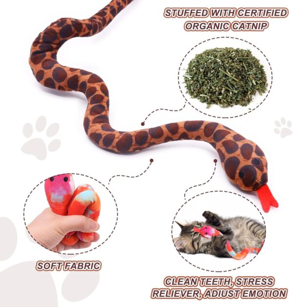 CiyvoLyeen Snake Catnip Toys Kitten Supplies Interactive Catnip Toys for Indoor Cats Snakes Cat Toy Novelty Gift for Cat Lovers Dental Health Chew Catnip Toy for Cats Set of 3 - Image 4