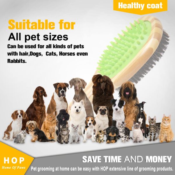 HOP Short Hair Dog Brush Pet Brushing Grooming Comb for Short Hair Coats Detangling and Shedding Coat Hair Remover Two Sided Removing Dirt & Loose Hair for Dogs Home of Paws - Image 7