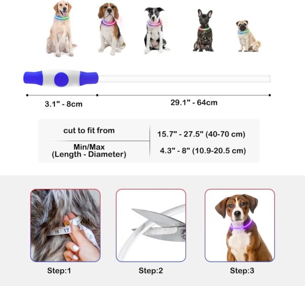 Light Up Dog Collars, Single-Color USB Rechargeable Dlitk LED Dog Collar 1 Count, TPU Cuttable Size Glow Collar for Dogs, Dog Collar Light for Large Medium Small Dogs Walking at Night (Purple) - Image 5