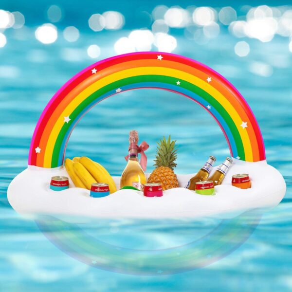 Inflatable Rainbow Cloud Drink Holder, Pool Float Party Accessories for Water Fun - Image 5