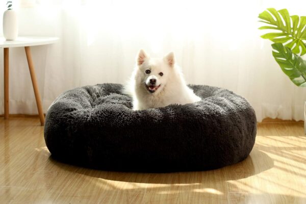 Donut Dog Beds for Medium Dogs,Washable Large Dog Bed Calming Cuddler,Fluffy Round Pet Bed,Faux Fur Small Cat Bed. - Image 7