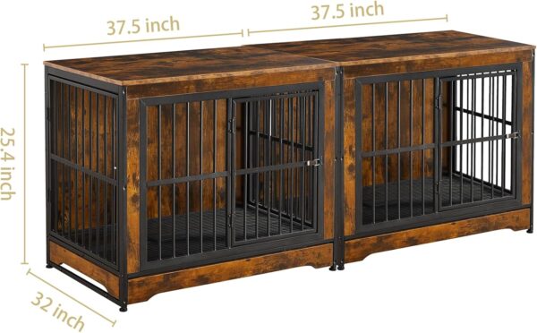 75" Large Corner Dog Crate Furniture, Double Dog Kennel Furniture for 2 Large Dogs, Stackable Dog Crates Furniture with Removable Divider & Hidden Tray & 3 Doors - Image 7