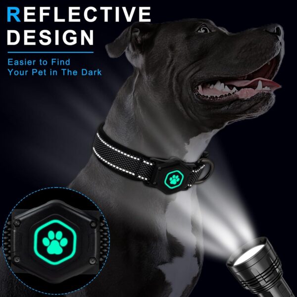 AirTag Dog Collar with Waterproof Air tag Holder, Luminous & Reflective,Comfortable and Durable 1000D Nylon, Dual Safety Buckle,Fit for Medium or Heavy Duty Large and Active Dogs【Airtag not Included】 - Image 3