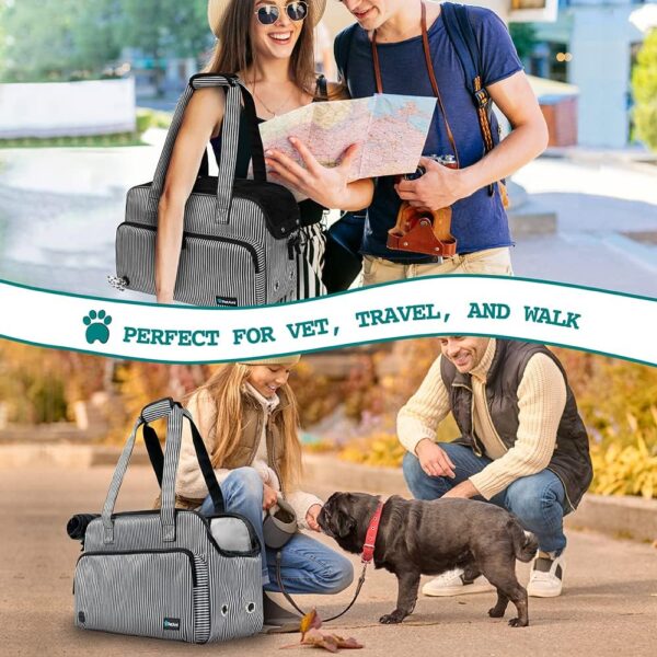 PetAmi Small Dog Purse Carrier, Soft-Sided Pet Carrier Bag with Pockets, Portable Puppy Cat Travel Handbag Tote, Airline Approved Breathable Mesh, Poop Bag Dispenser, Max 18 lbs, Chevron Teal - Image 7