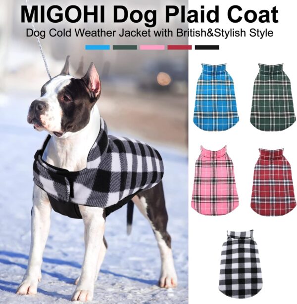 MIGOHI Dog Jackets for Winter, Reversible Dog Coat Windproof Waterproof Dog Winter Jackets for Cold Weather, British Style Plaid Dog Coats Warm Dog Vest for Small Medium Large Dogs, Black M - Image 2