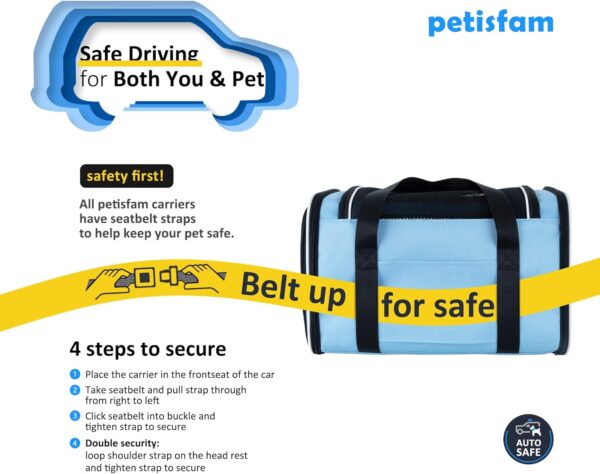 petisfam Soft Pet Travel Carrier Bag for Medium Cats and Puppy. Easy Vet Visit, Airline Approved, Top Loading, Easy Storage - Image 5