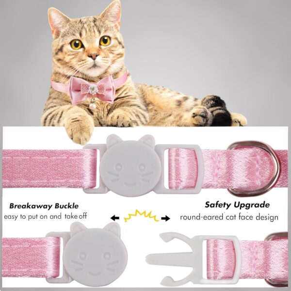 Breakaway Cat Collar, COZIRAE Bowtie Kitty Collar with Flower, Cat Collar with Tie, Cute Cat Collar for Girl/Boy Cat (Color A) - Image 3