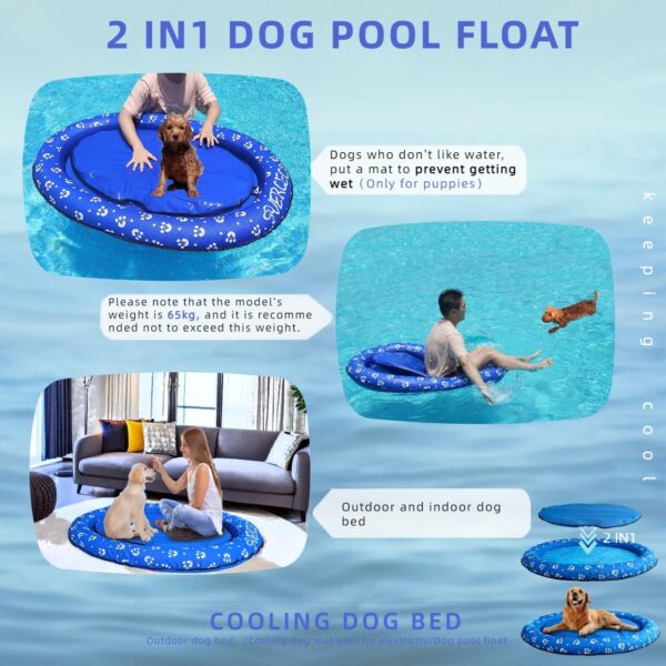 New Dog Floats for Pool Dog Pool Float with Dog Raft Cooling Dog Mat for Large Medium Dogs Puncture Proof Indoor Outdoor Use - Image 4