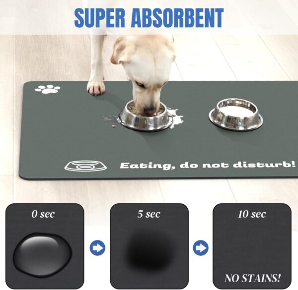 Cat Food Mat, 20" x 12", Absorbent Dog Mat for Food and Water, Pet Placemats for Cat and Dog Water Bowl, Non-Slip Dog Food Mat, Dog Feeding Mat to Protect Your Floors - Image 2