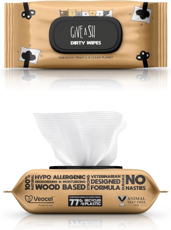 G.A.S Plant-Based Full Body Pet Wipes for Dogs & Cats - Vet-Designed & Hypoallergenic Dog Wipes - Cleaning & Deodorizing Wipes for Pets - Wood-Based & Earth-Friendly - Pack of 100 Wipes