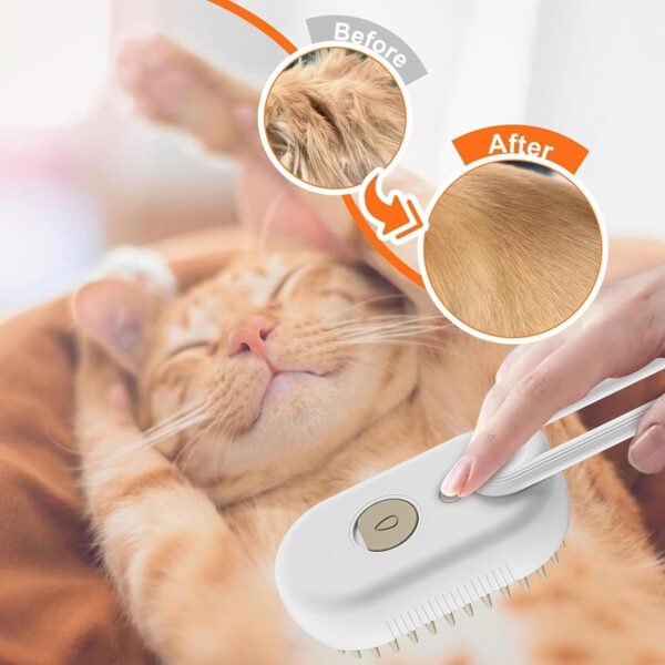 Cloud Care Cat Brush, 2024 Best Cat Steam Brush, Cloud Care Cat Brush, 3-in-1 Self-Cleaning Cat Brush with 360° Rotating Arm, Detachable Silicone Bristle Head (white) - Image 3