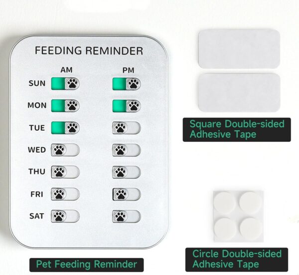 Dog Feeding Reminder, Magnetic OR Double Sided Adhesive Application, AM/PM Daily Chart Signs, Helps You Track Pets Feeding & Medication, Easy to Use on Fridge, Wall, Food Storage Bin (Silver) - Image 7