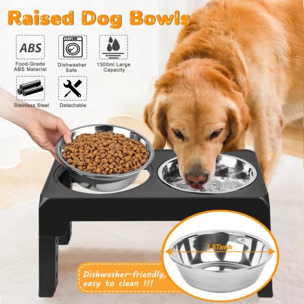 URPOWER Elevated Dog Bowls 4 Height Adjustable Raised Dog Bowl with 2 Stainless Steel Dog Food Bowls Non-Slip Dog Bowl Stand Adjusts to 3.2”, 8.7”, 10.2”, 11.8” for Small Medium Large Dogs and Pets - Image 4