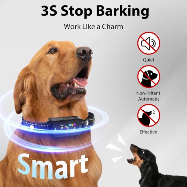 2 Pack Dog Bark Collar &Dog Training Clickers,Smart Anti Barking Dog Training Collar with 8 Adjustable Sensitivity IP67 Waterproof Buzzer Vibration Shock,for Large and Medium Sized Small Dogs - Image 2