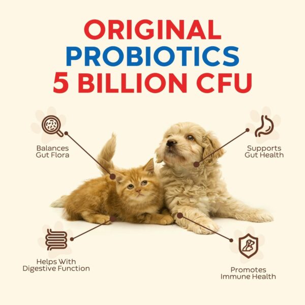 Probiotics for Dogs and Cats, 5 Billion CFU, Veterinarian Formulated, Digestive & Immune Health, Gut Flora Balance, All Natural Probiotic Powder, Chicken Liver Flavor, 40 Sticks - Image 3